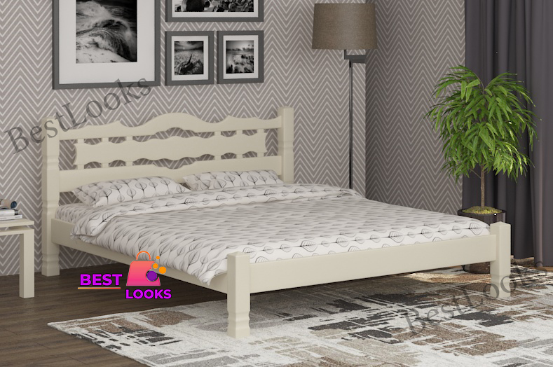 

Кровать деревянная двуспальная 160х190 Инга Wellmebely сосна Бежевый Л6