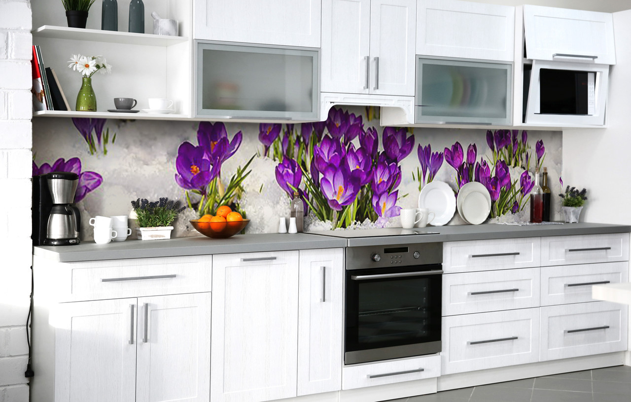 

Скинали на кухню Zatarga «Шафран на снегу» 600х2500 мм виниловая 3Д наклейка кухонный фартук самоклеящаяся