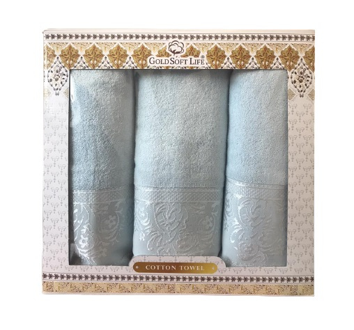 

Набор махровых полотенец Gold Soft Life Hindistan 50*90(2) и 70*140 голубой (ts-02385)