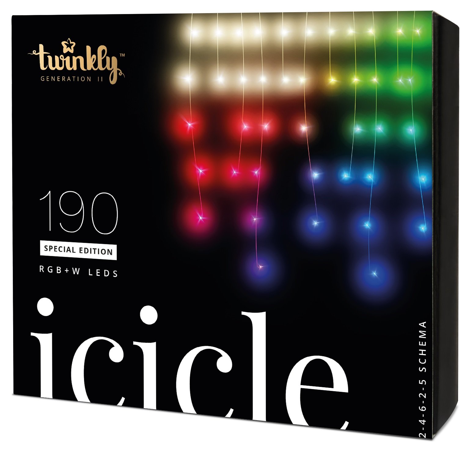 

Twinkly Smart LED Гирлянда Twinkly Icicle RGBW 190, BT+Wi-Fi, Gen II, IP44, кабель прозрачный
