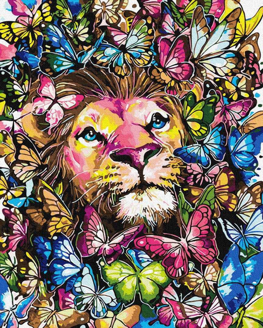 

Картина по номерам - Лев в бабочках Brushme 40*50см. (GX32452)