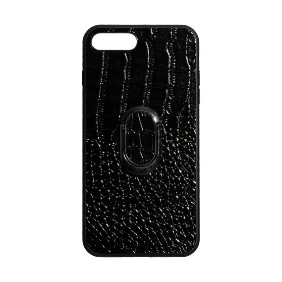 

Чехол Genuine Leather Croco для Apple iPhone 8 Plus (Черный)