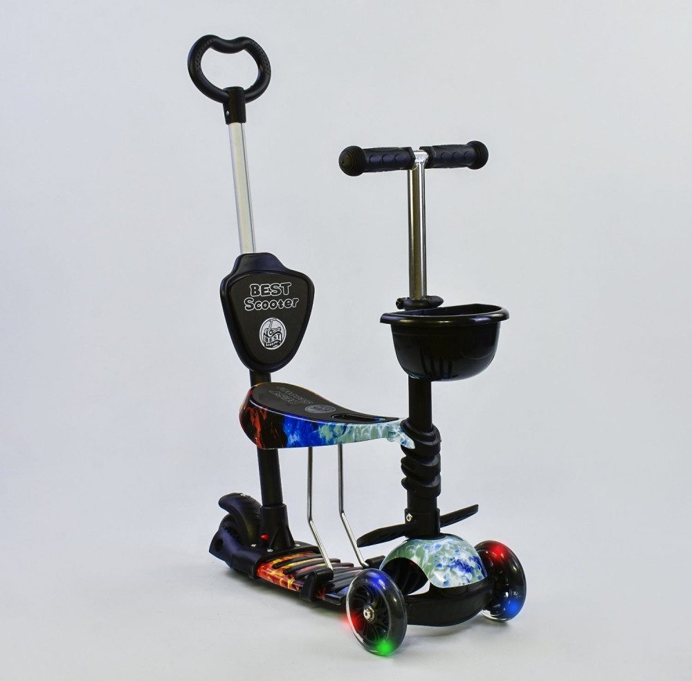 

Самокат детский Scooter BEST "Букашка" 5 in 1 родительская ручка Огонь и Лед