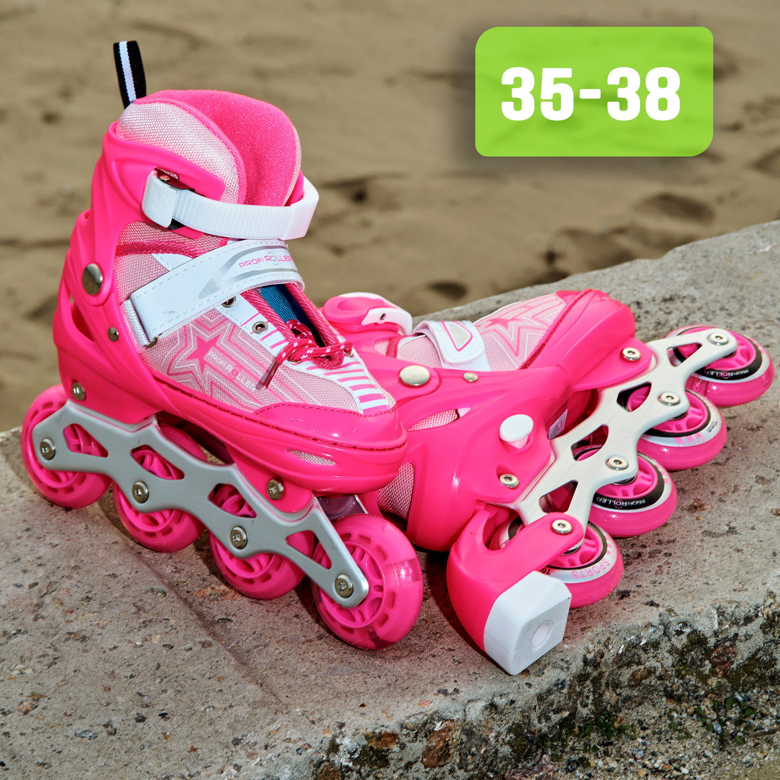 

Детские роликовые коньки раздвижные PROFI ROLLER 2563 (35-38) Розовые (1шт)