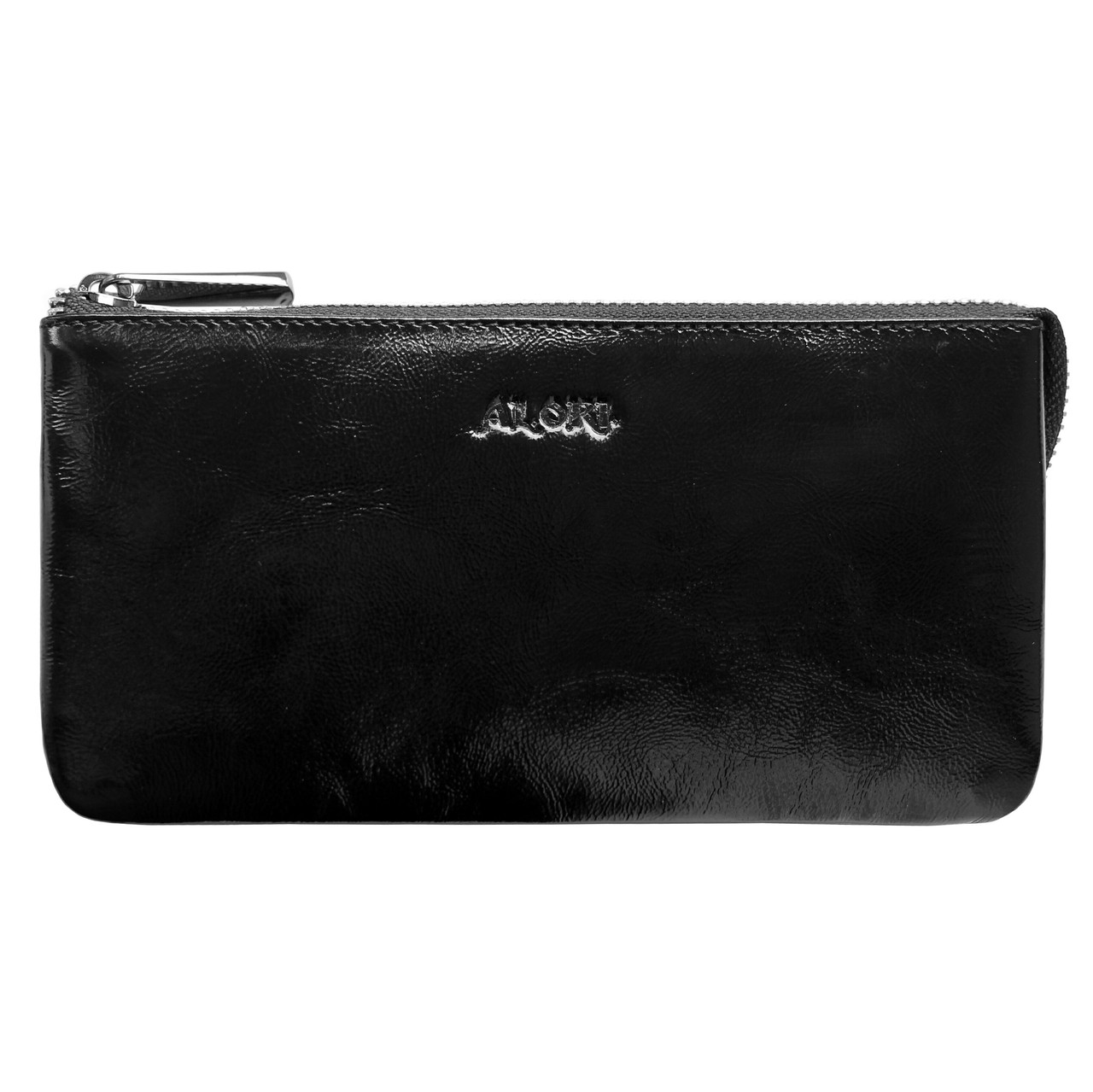 

Кошелёк-клатч женский натуральная гладкая лаковая кожа, чёрный ВА-01-2 Black