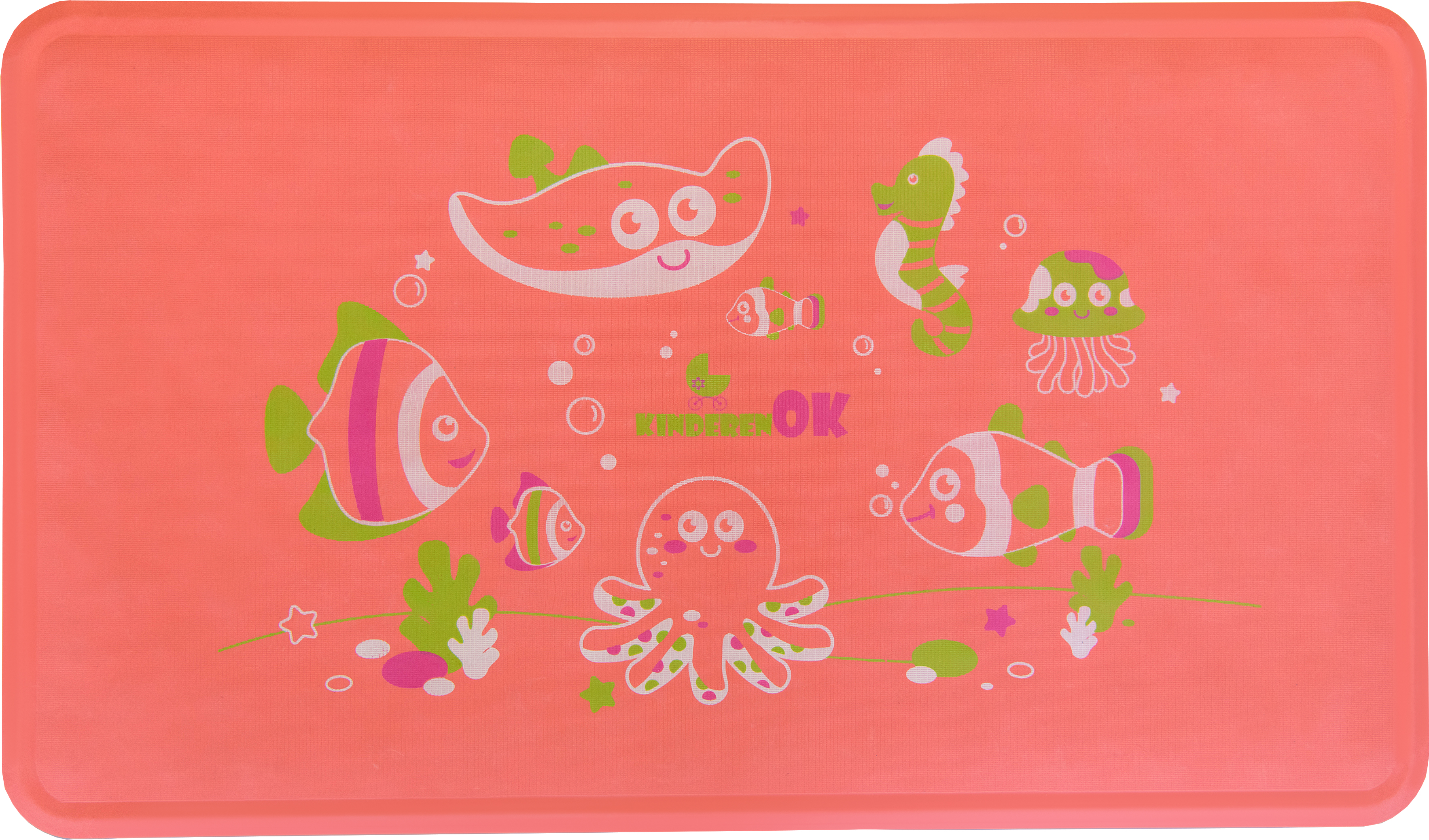 Акція на Детский резиновый коврик для ванны Kinderenok M Коралловый с рисунком (71116) від Rozetka UA