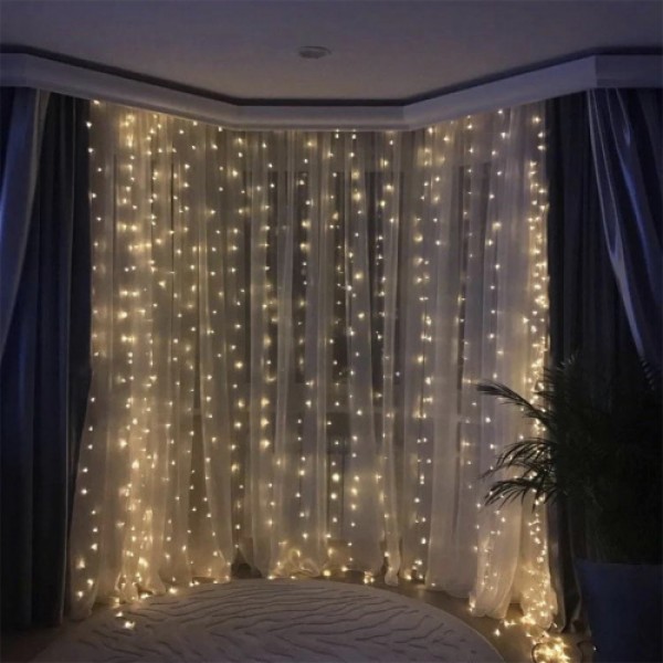 

Гирлянда штора на окно Xmas Водопад 3 х 1.5 м (320-WW-2) Теплый белый (7600)