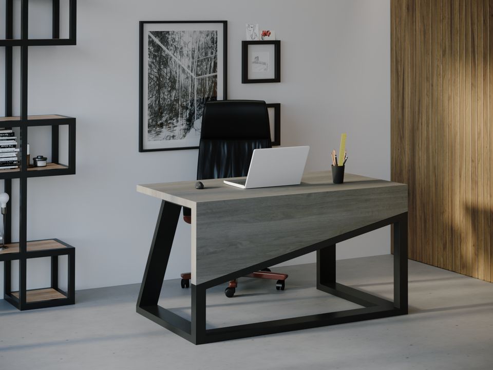 

Компьютерный стол Skandi Wood SW092 Аризона 150 х 80 х 75 см МДФ+Шпон Дуб Темно-Cерый