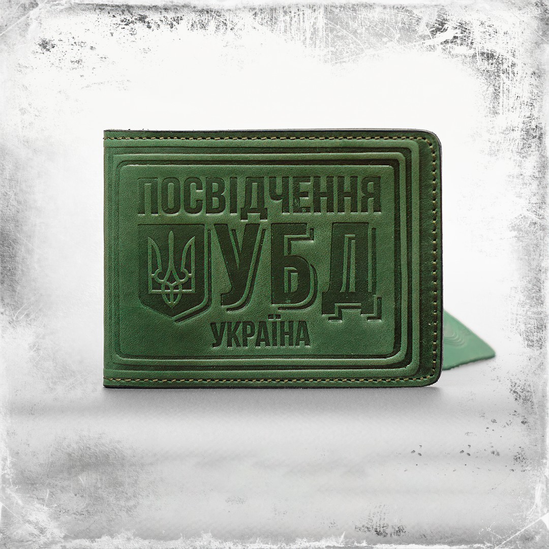 

Кожаная обложка на удостоверение УБД c люверсом Bear Kustom Arts Зеленая