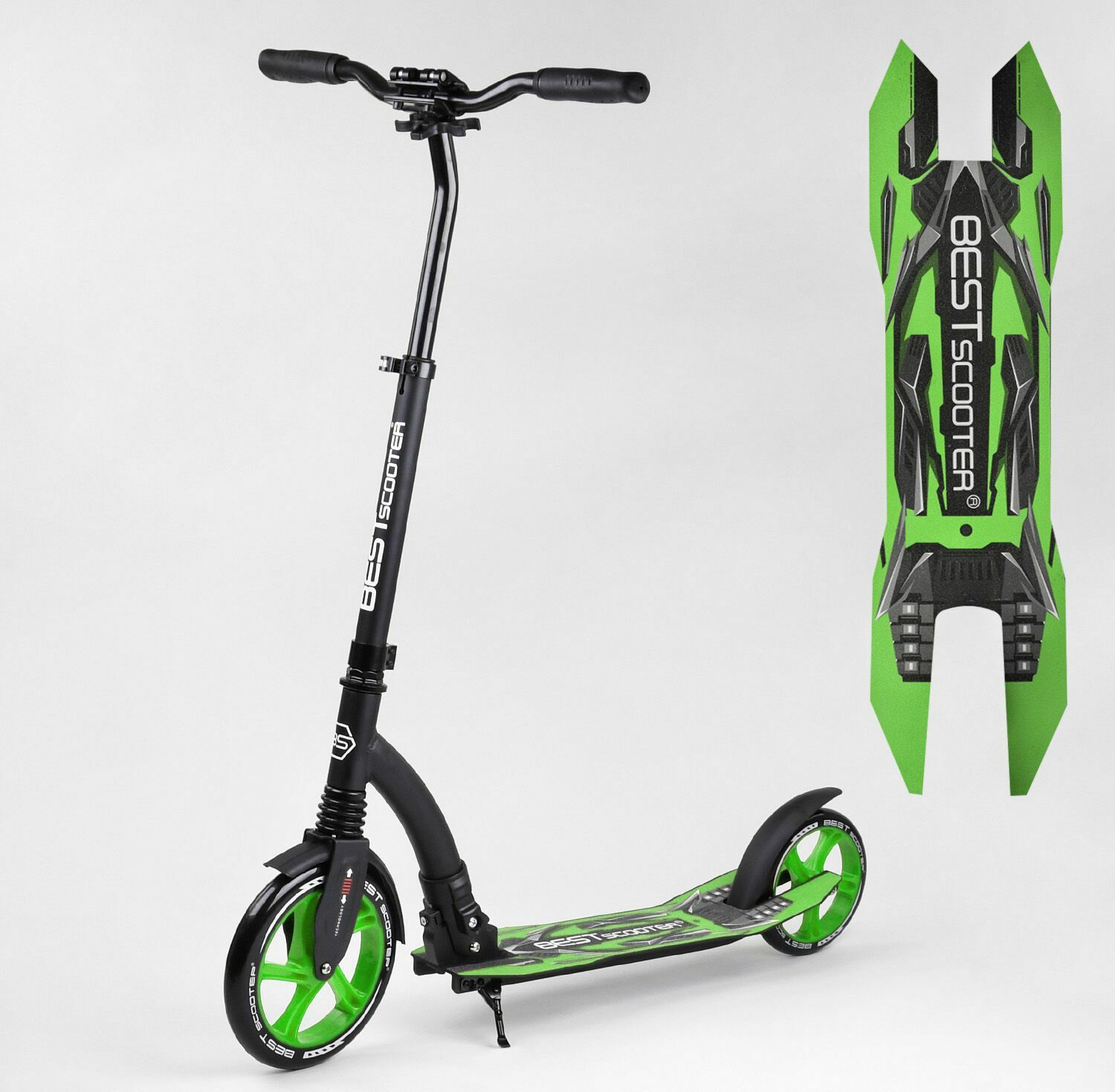 

Двухколесный самокат Best Scooter 52266 Складной амортизационный блок Зеленый
