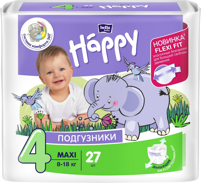 

Подгузники детские Bella Baby Happy Maxi 8-18 кг 27 шт