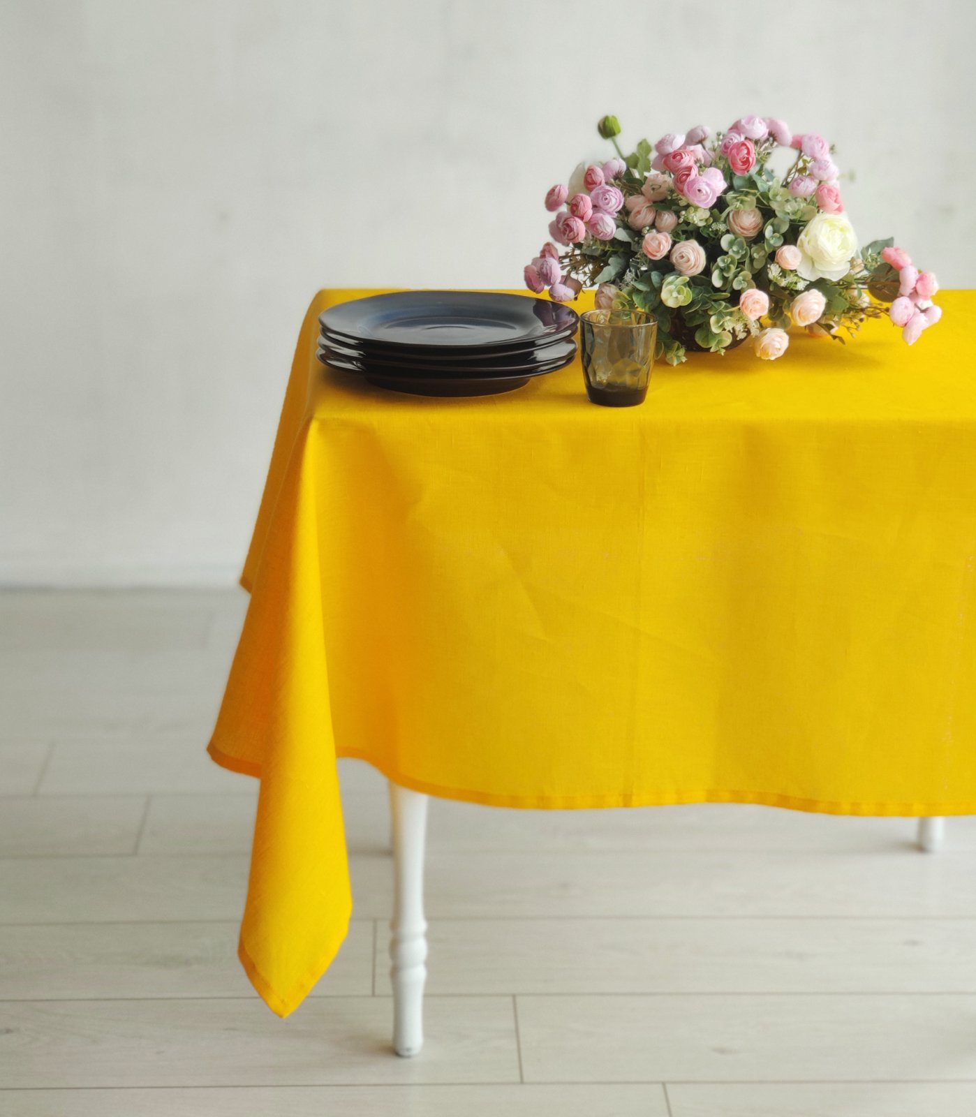 

Скатерть из натурального льна ESTET™ Mustard Желтая 145×150 см.