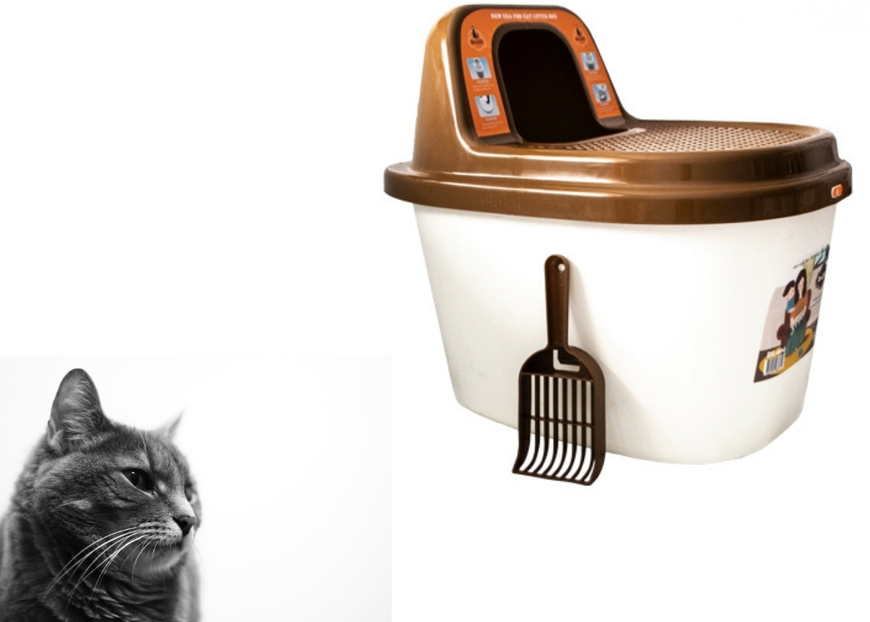 

Туалет Будка с верхней площадкой для котов высокий 58х55х43см Бело Коричневый (923822-De)