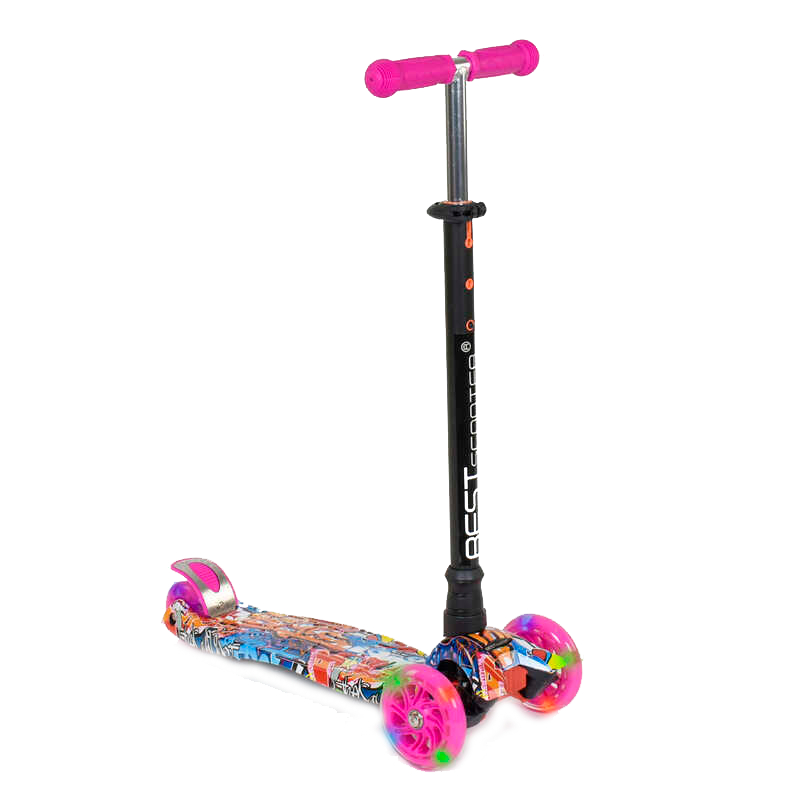 

Самокат А 24651 /779-1395 MAXI "Best Scooter" пластмассовый, 4 колеса PU, СВЕТ, трубка руля алюминиевая, d=12см, в коробке