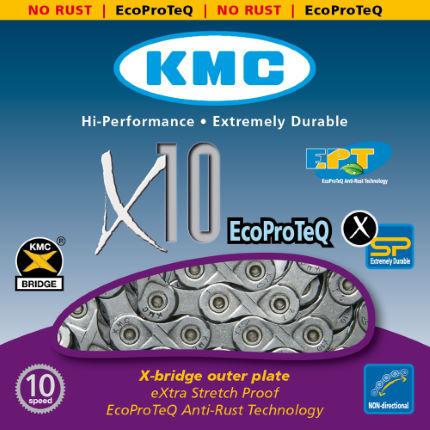 

Цепь KMC X10 EPT (EcoProTeq) с замком, 10 скоростей