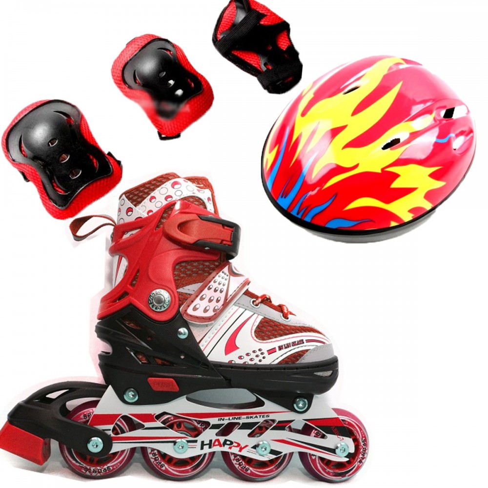 

Роликовые коньки Ролики детские Happy Combo EcoLine ( + защита + шлем ) 34-38, Красный (2T3007E)