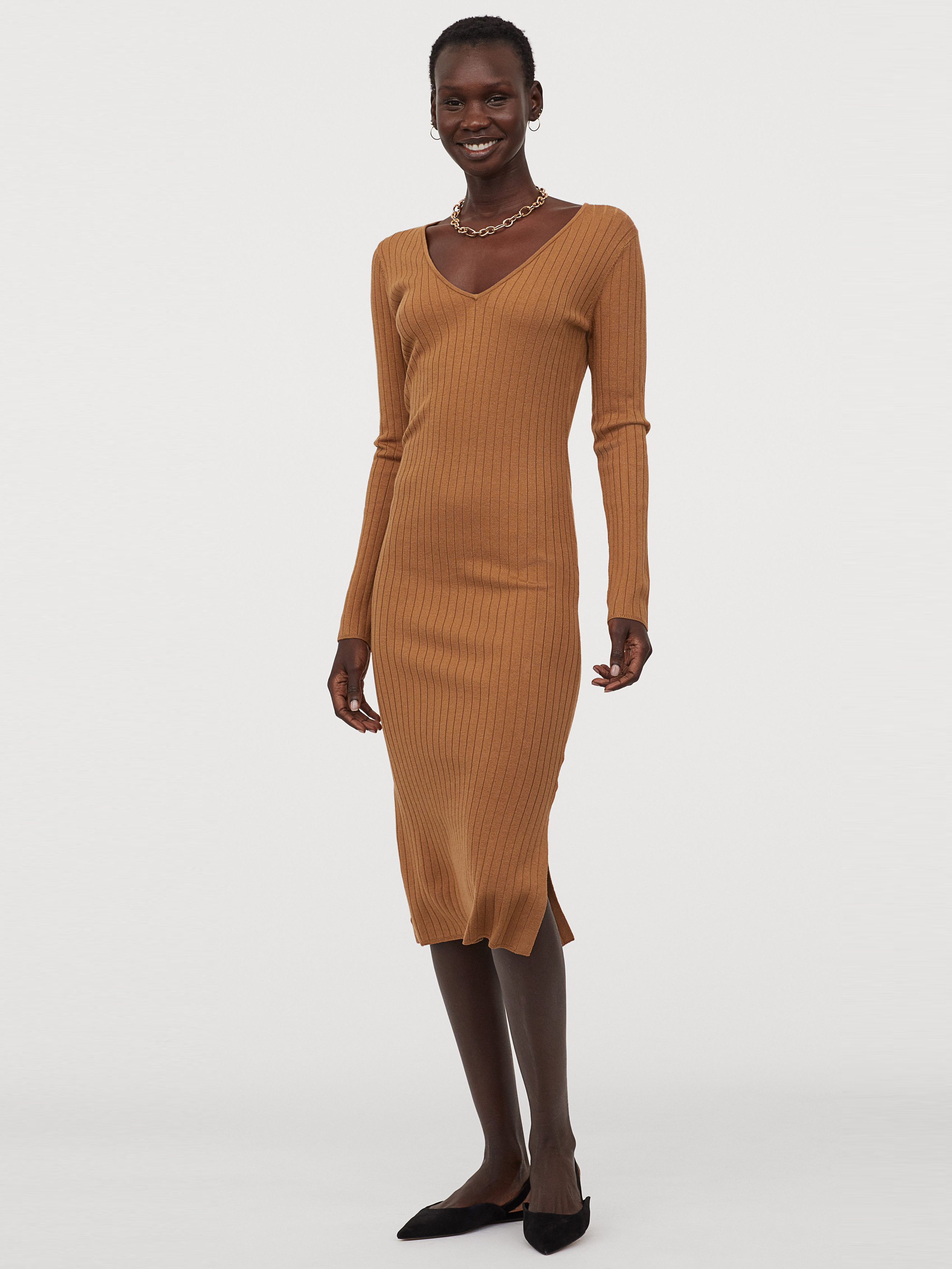 

Платье H&M 0845729-1 S Темно-бежевое