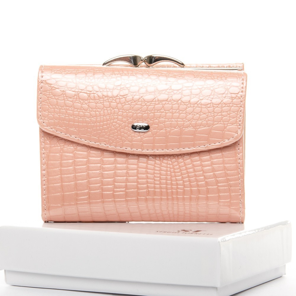 

Женский лакированный кошелек из кожи LR SERGIO TORRETTI WS-11 pink