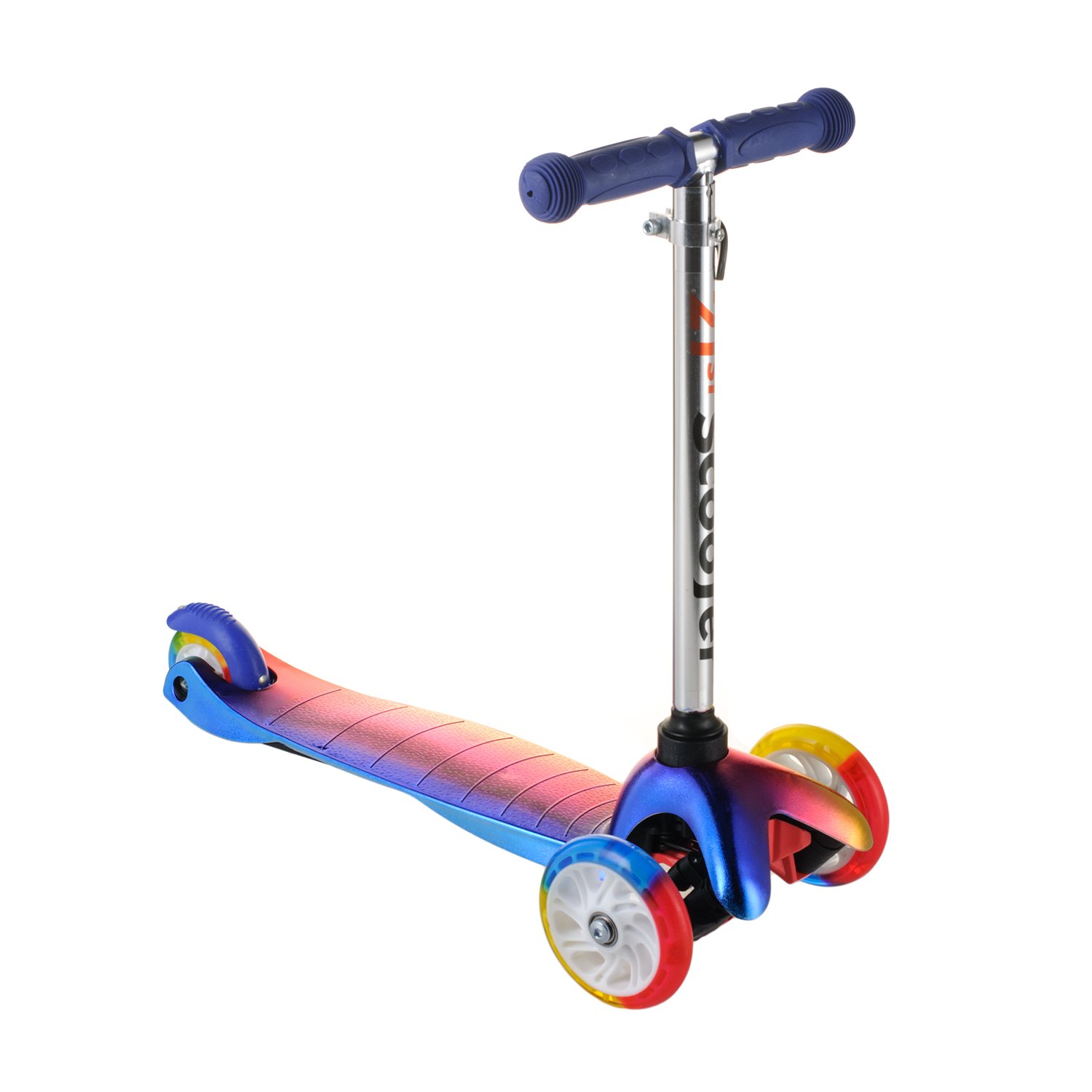 

Самокат Детский Scooter 0073D Складной Руль, Светящееся Колеса (Синий)