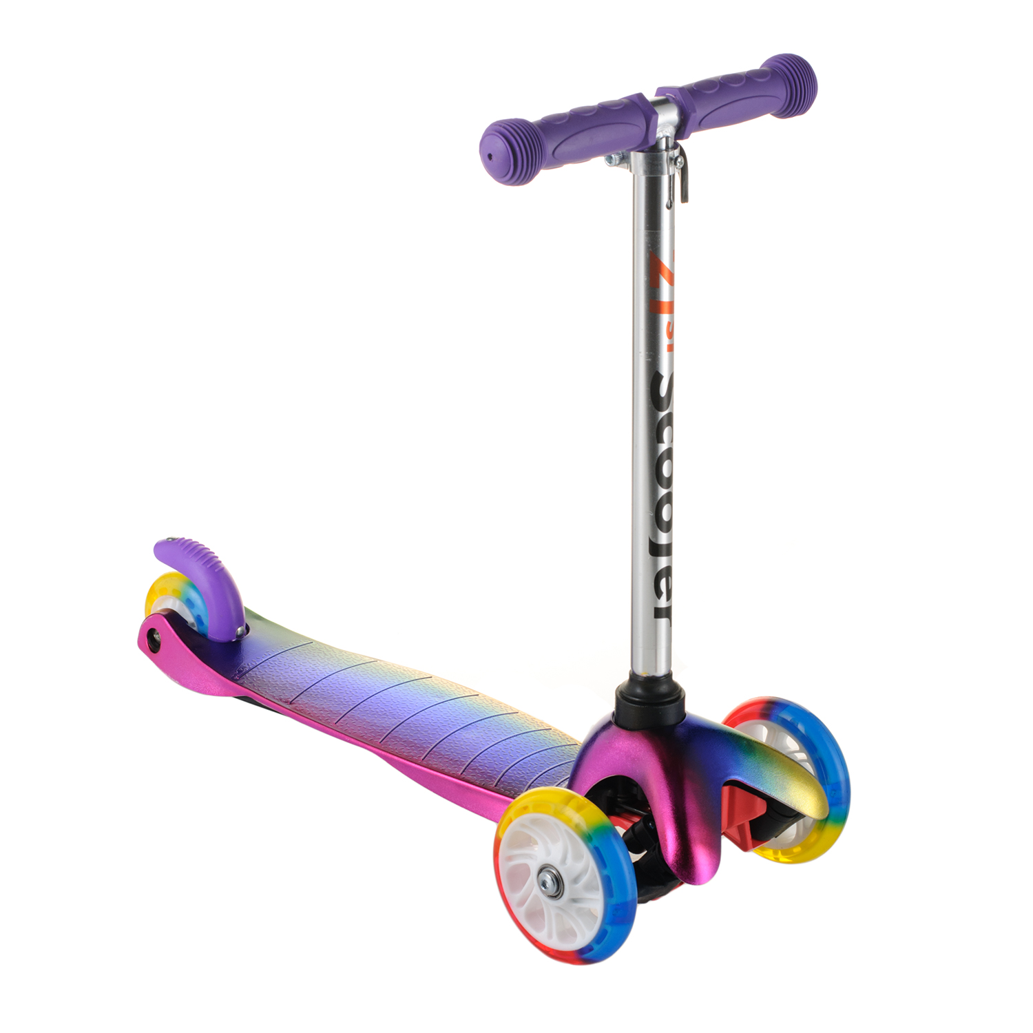 

Самокат Детский Scooter 0073D Складной Руль, Светящееся Колеса (Фиолетовый)