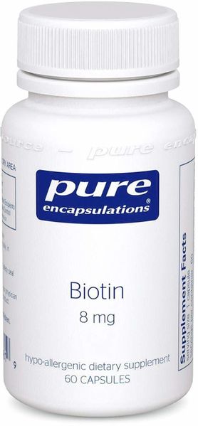 

Витамин В7 Биотин Biotin Pure Encapsulations 8 мг 60 капсул (PE028)