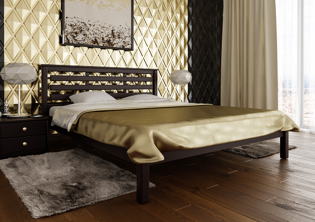 

Кровать двуспальная из натурального дерева Модерн ЧДК ольха в спальню 180x200 Махонь