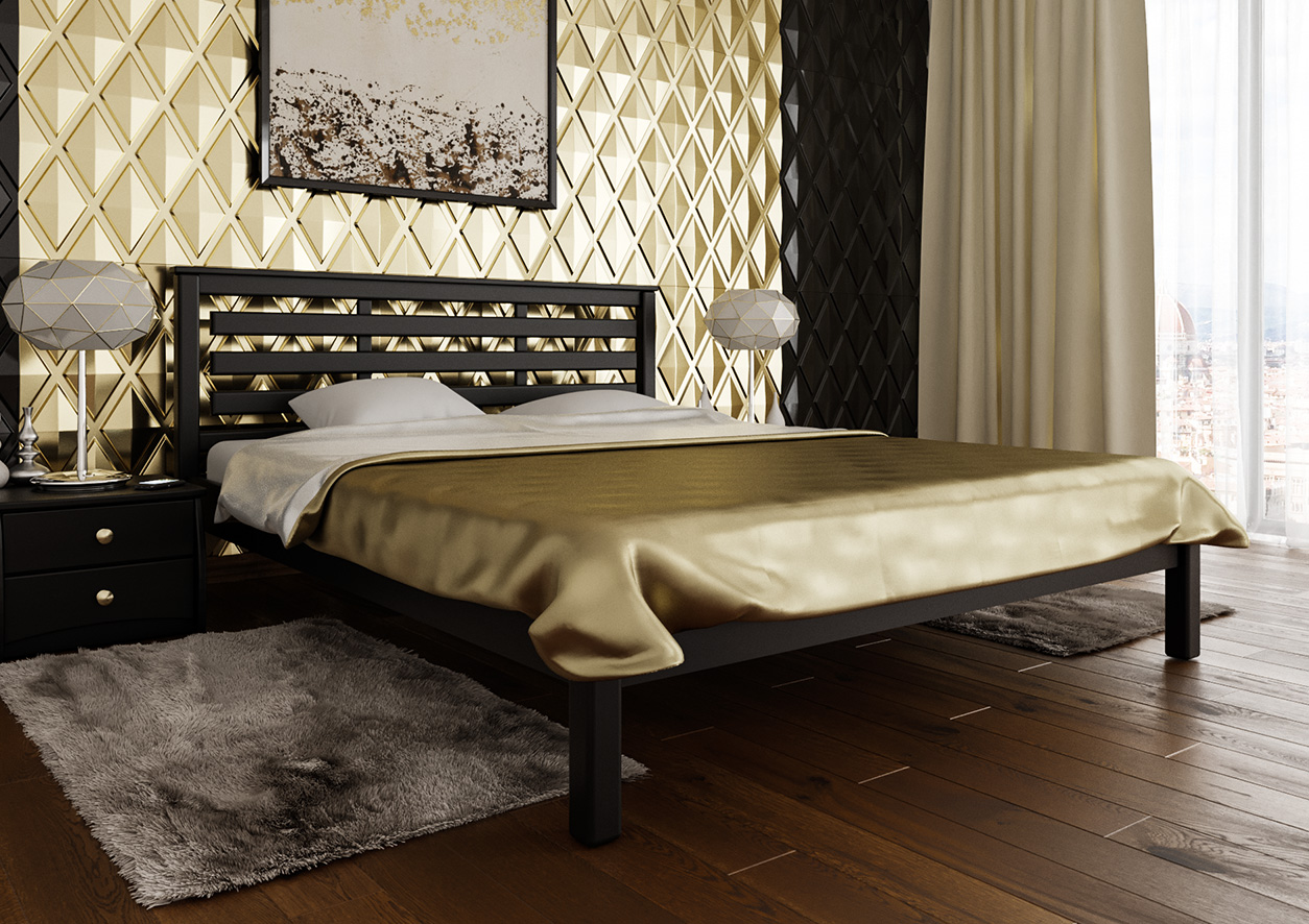 

Кровать двуспальная из натурального дерева Модерн ЧДК ольха в спальню 160x200 Венге