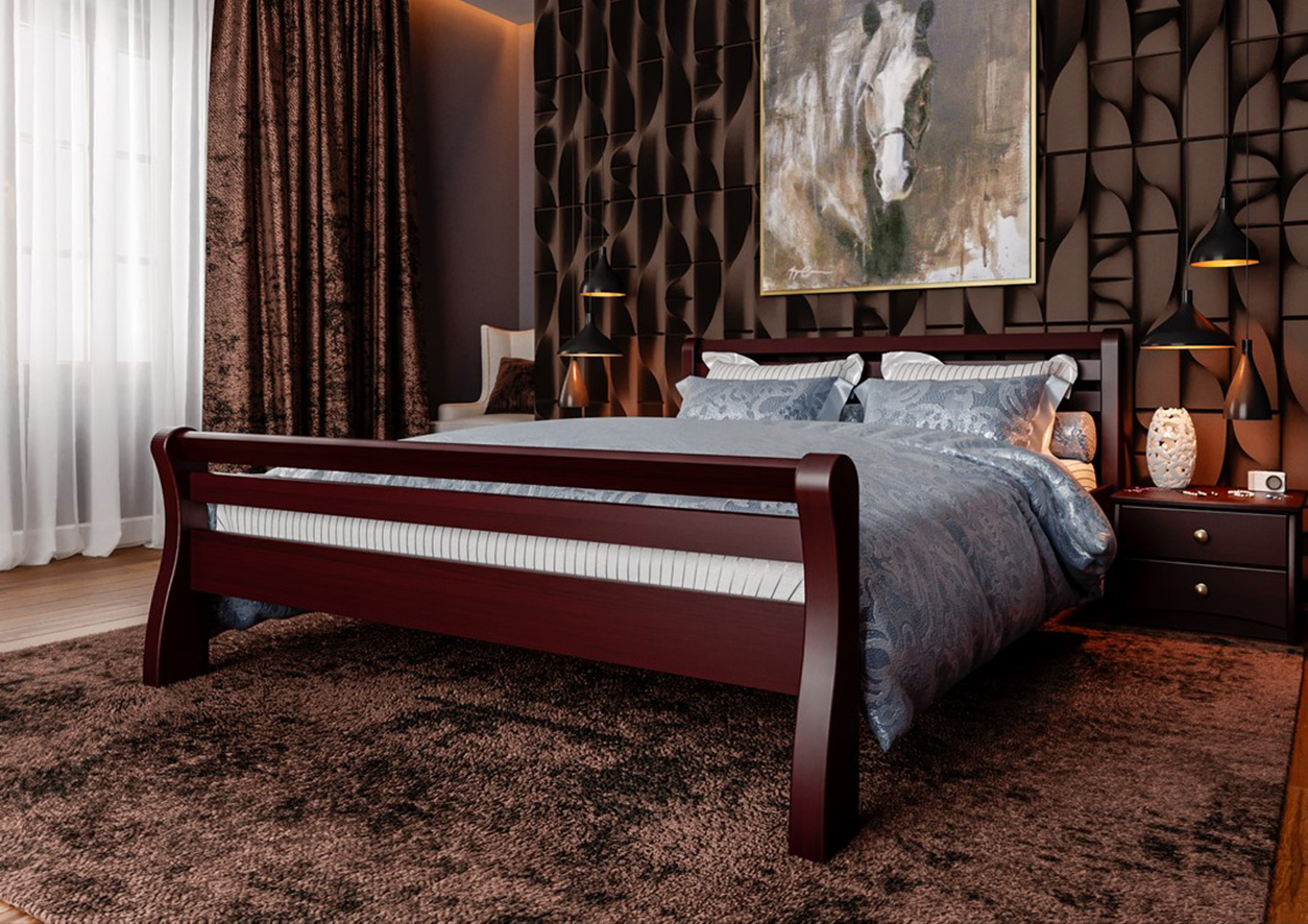 

Кровать двуспальная из натурального дерева Ретро ЧДК ольха в спальню 180x200 Махонь