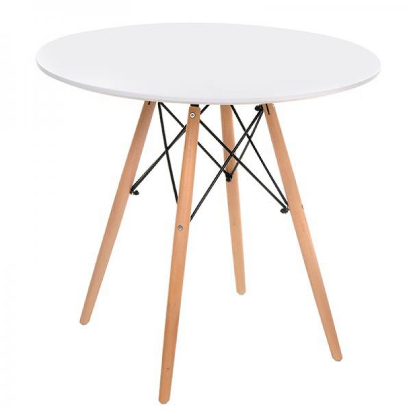 

Стол обеденный нераскладной столешница - МДФ белая, опора - дерево бук ТM-35 Vetro Mebel