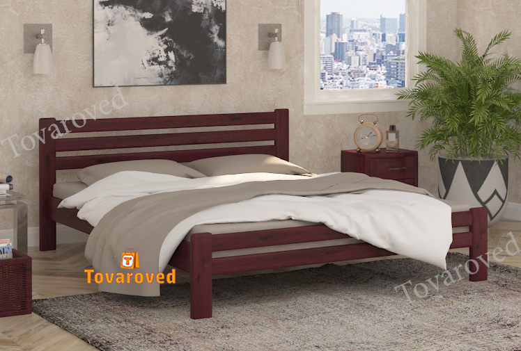 

Кровать двуспальная 160х200 Wellmebely Премьера дерево сосна Махонь Л6