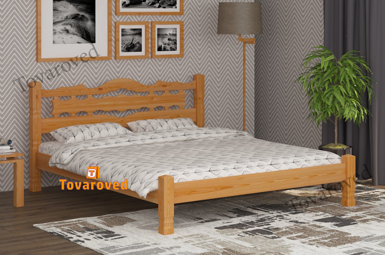 

Кровать двуспальная 140х190 Wellmebely Инга дерево сосна Ольха Л6