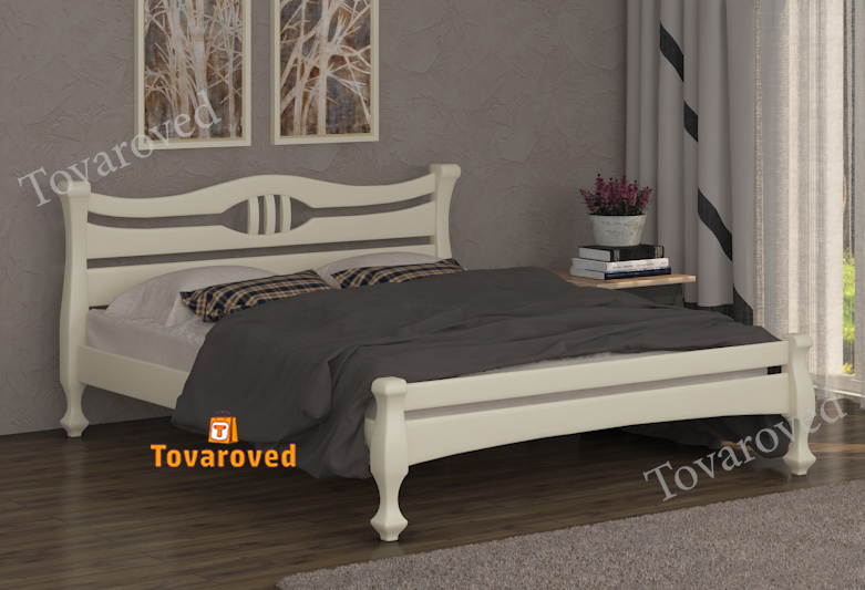 

Кровать двуспальная 180х200 Wellmebely Даллас дерево сосна Бежевый Л6