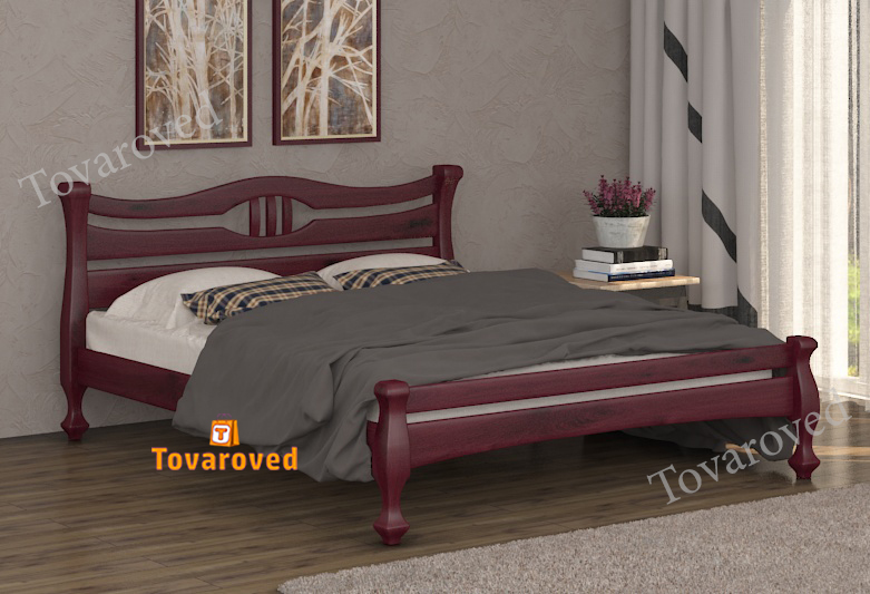 

Кровать двуспальная 160х200 Wellmebely Даллас дерево сосна Махонь Л6