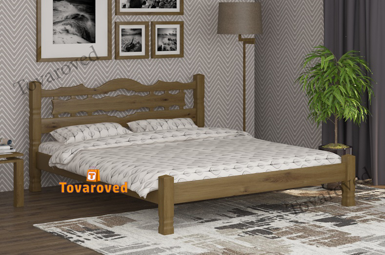 

Кровать двуспальная 140х200 Wellmebely Инга дерево сосна Орех светлый Л6