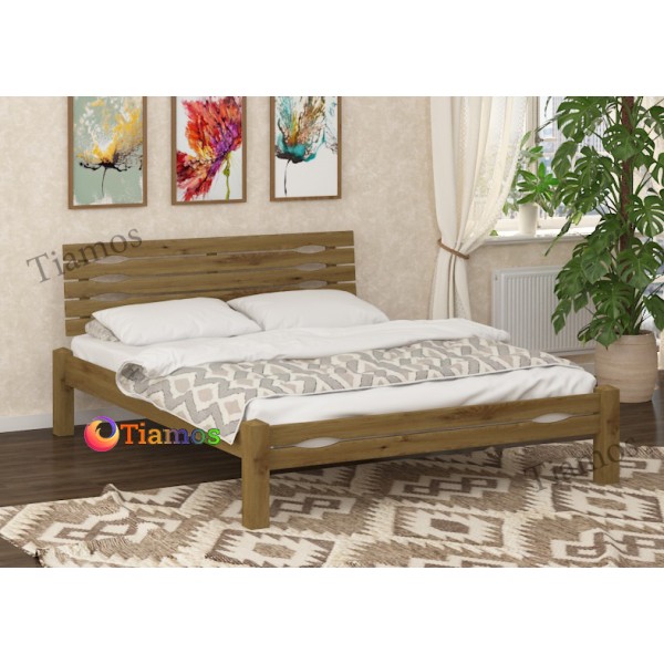 

Кровать двухспальная 180х200 деревянная Адель Wellmebely сосна Орех светлый Л6