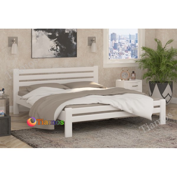 

Кровать двухспальная 140х200 деревянная Премьера Wellmebely сосна Белый Л6