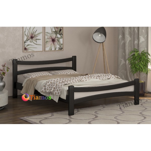 

Кровать двухспальная 180х200 деревянная Рената Wellmebely сосна Венге Л6