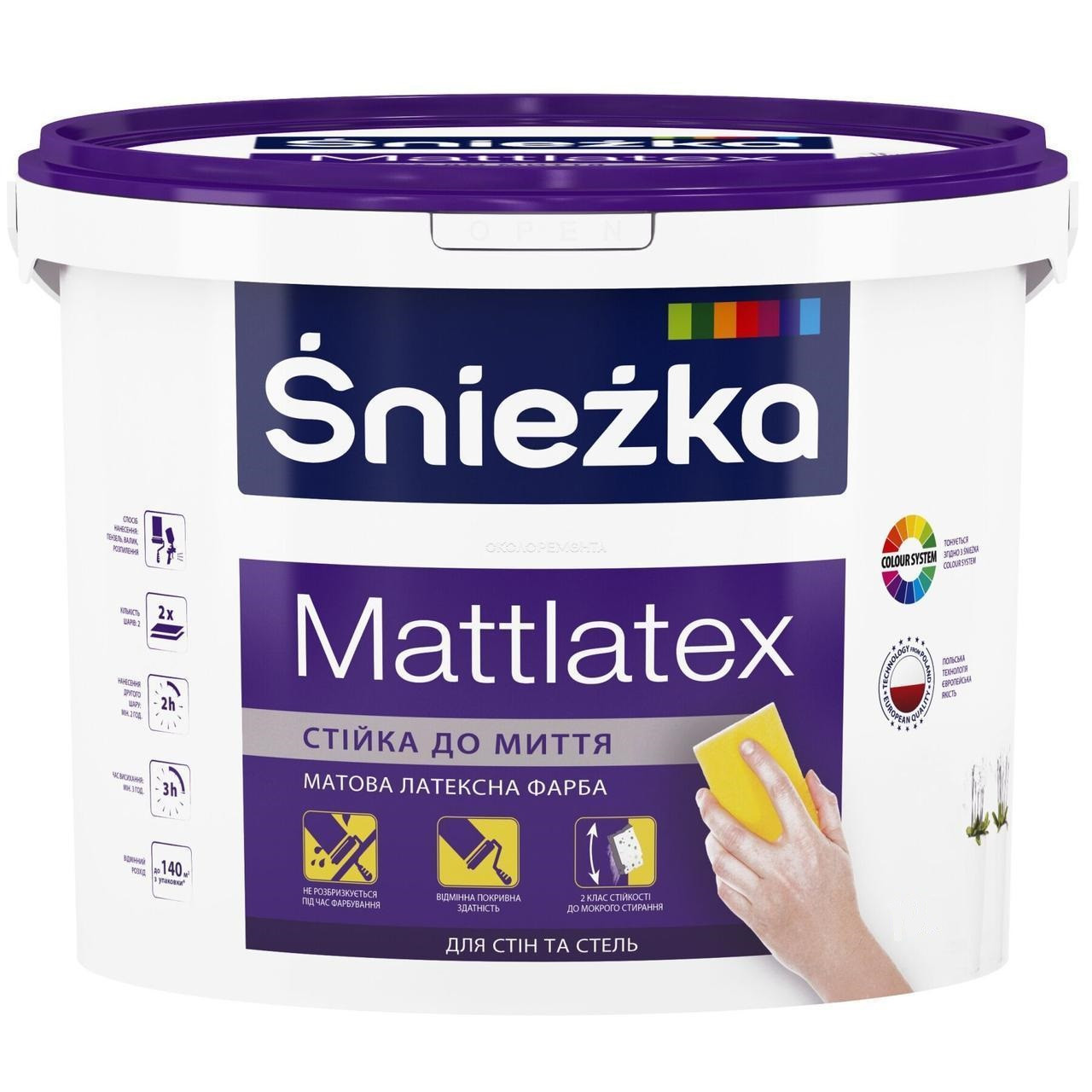 

Краска Sniezka Mattlatex матовая латексная для интерьеров 5л (7кг)