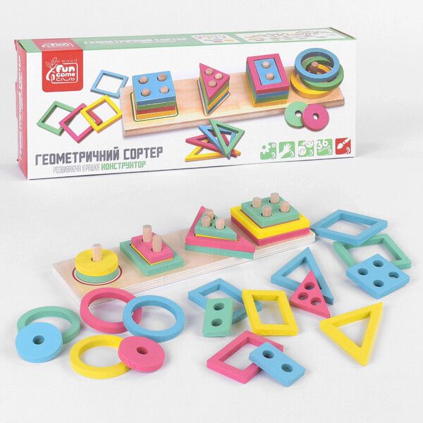 

Сортер деревянный для детей Fun Game Геометрические фигуры (9223266)