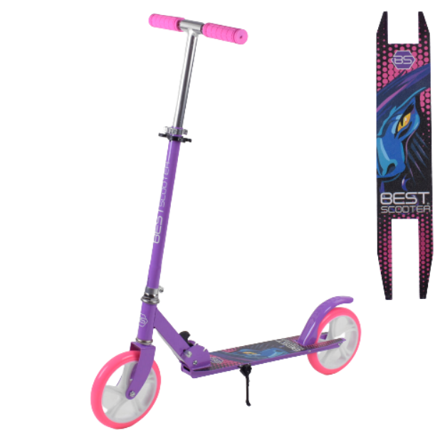

Дитячий двоколісний самокат Best Scooter 66053 складний колеса PU 20 см Фіолетовий (123427)