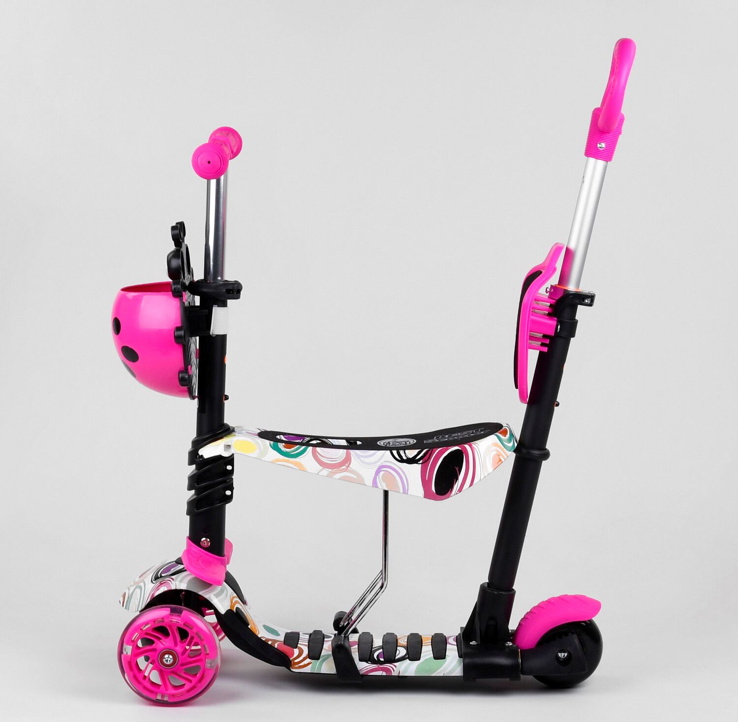 

Самокат триколісний Best Scooter (75009) 5в1 з підсвічуванням коліс Рожевий (123396)