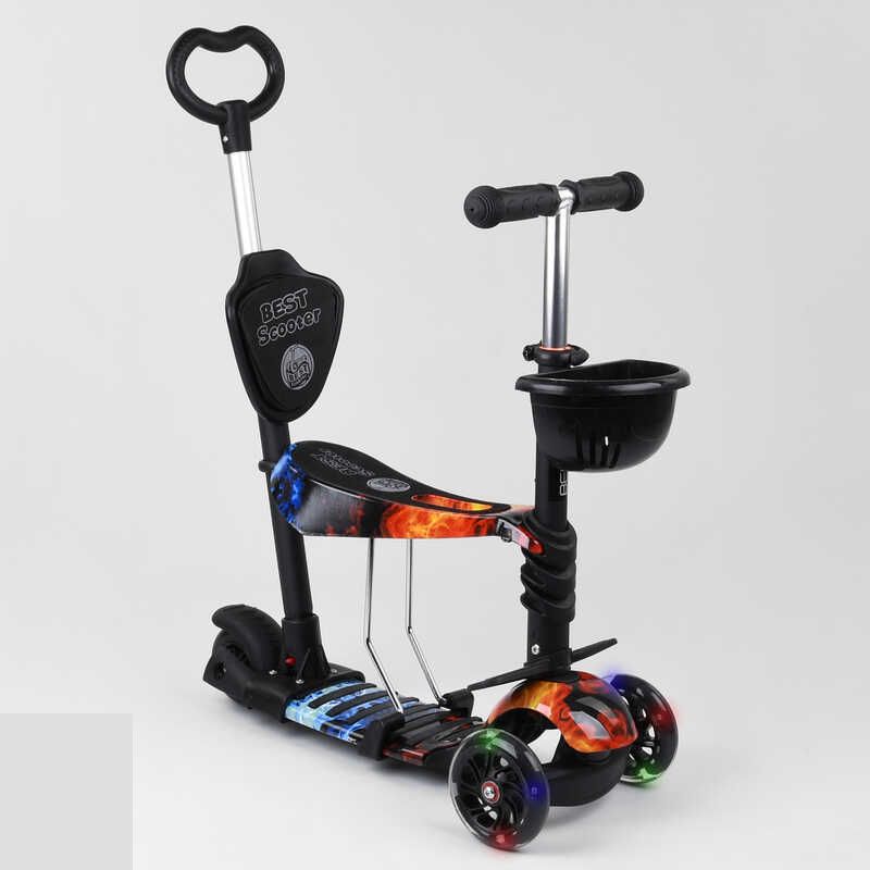 

Самокат триколісний Best Scooter (21700) 5в1 з підсвічуванням коліс Чорний (123397)