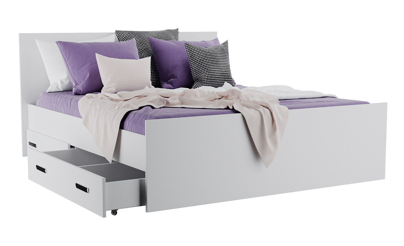 

Кровать двуспальная с ящиками для белья КАМА БС MebelLoft КАМА 160х200 см белый гладкий 150409