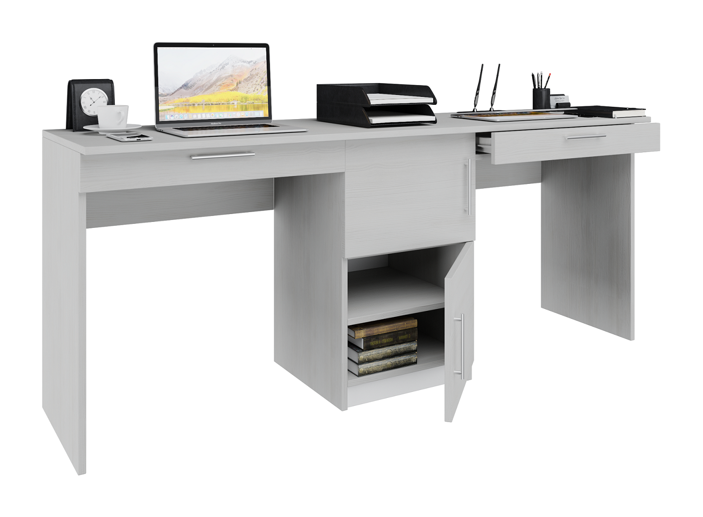 

Стол компьютерный на два рабочих места MebelLoft ТАВОЛО белое дерево 1414