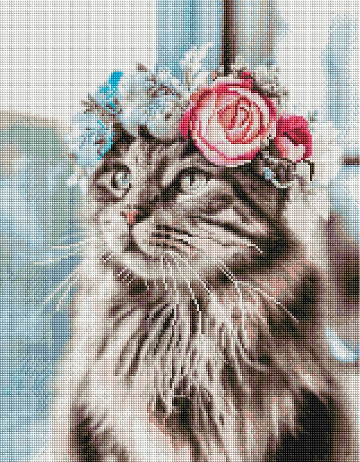 

Алмазная мозаика (вышивка) Кошка в веночке, 40х50 Brushme (0098-975)
