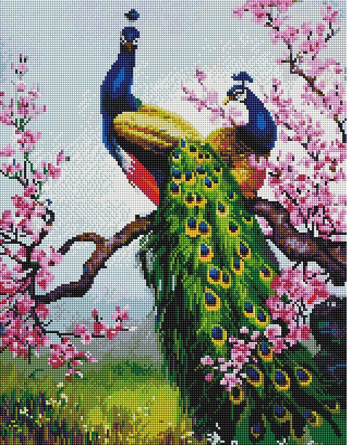 

Алмазная мозаика (вышивка) Павлины на ветке сакуры, 40х50 Brushme (0098-997)