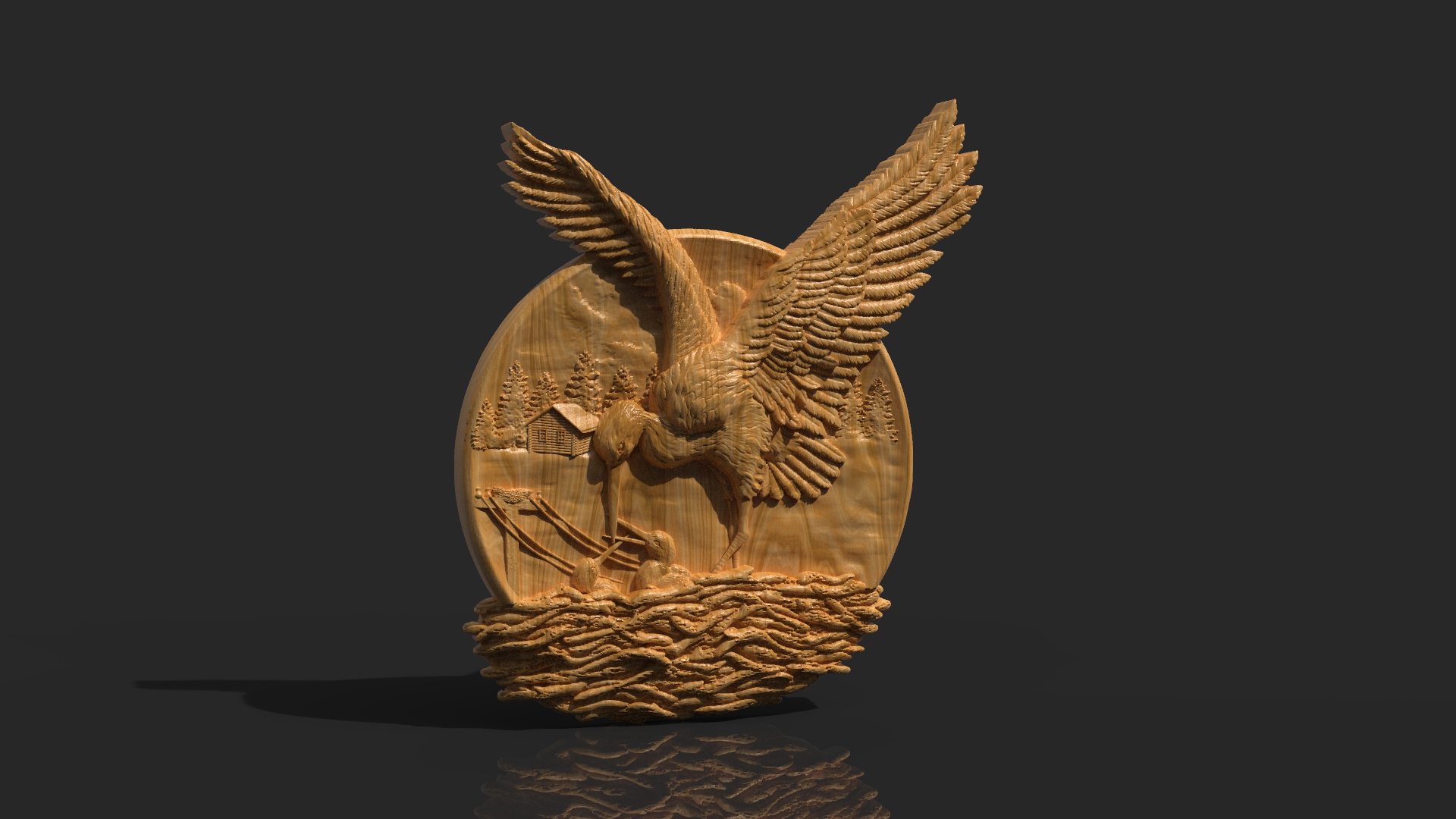 

Барельеф "Аист", Atributlux, 60*51,3 см резной из дерева