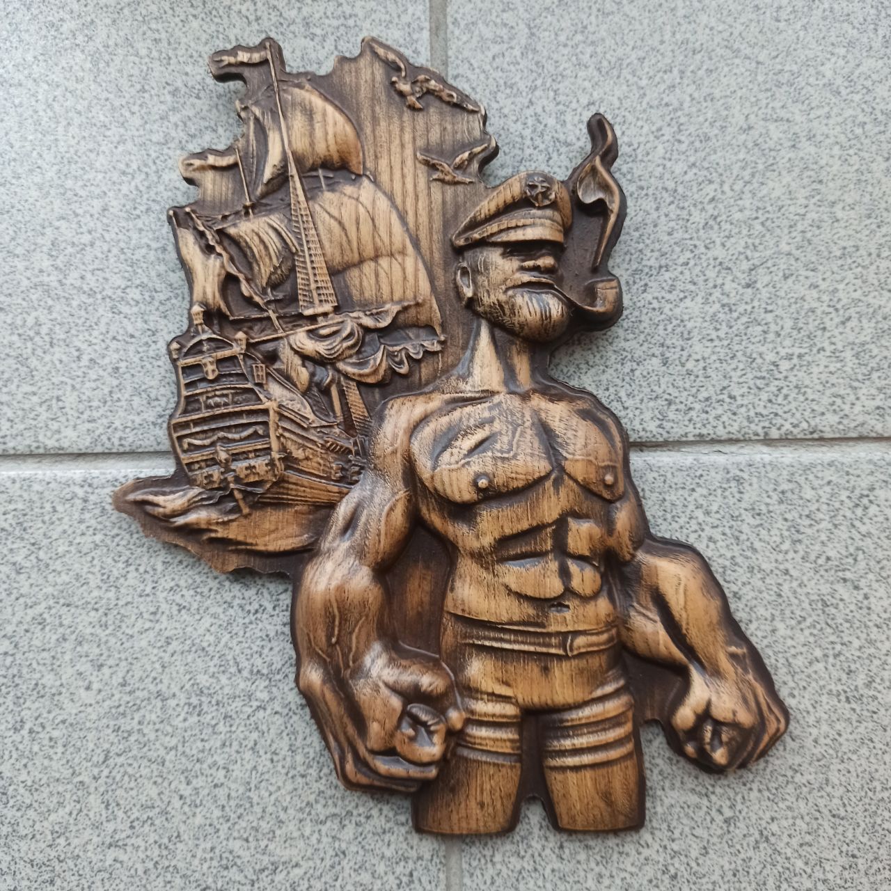 

Барельеф "Моряк и корабль", Atributlux, 30*25,2 см резной из дерева
