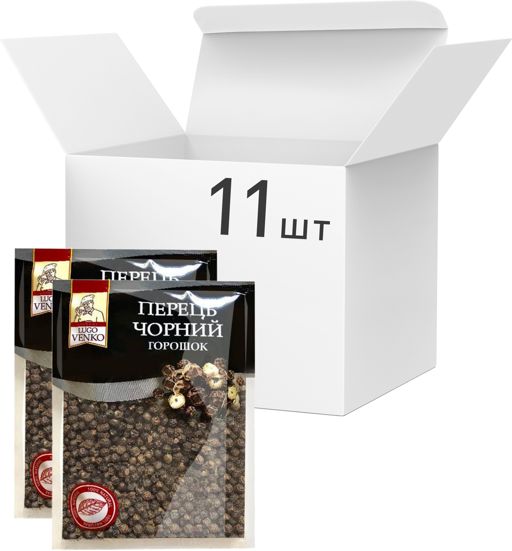 Акція на Упаковка перца черного Lugo Venko горошком 40 г х 11 шт (6489960000862) від Rozetka UA