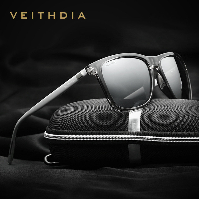 

Очки мужские солнцезащитные поляризованные VEITHDIA Aviator Persol серые стекла, черная оправа Veithdia